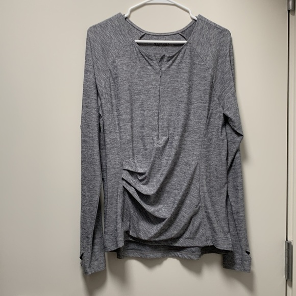 Athleta Pacifica Grey Zip Front Long Sleeve Top Size Large - Picture 6 of 14